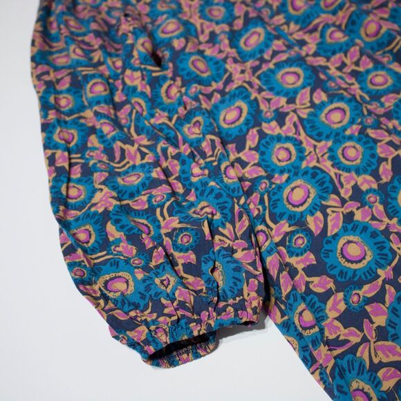 NWT Natural Life Blue Purple Tan Floral Maxi Dress 100% Rayon Boho Women M (B5) - Picture 3 of 11